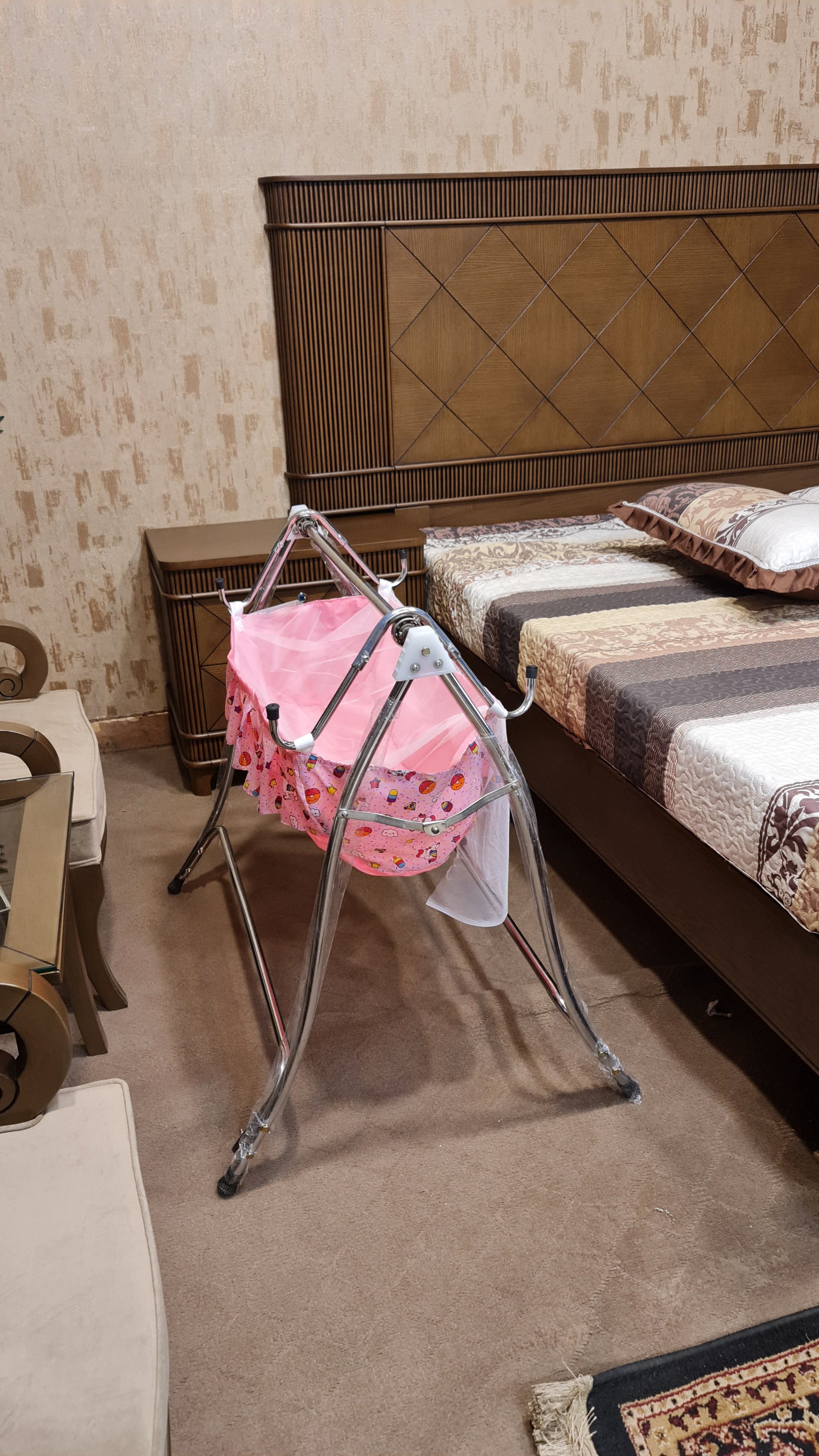 Foldable Baby Cot Jhoola Chulungi Style Pink