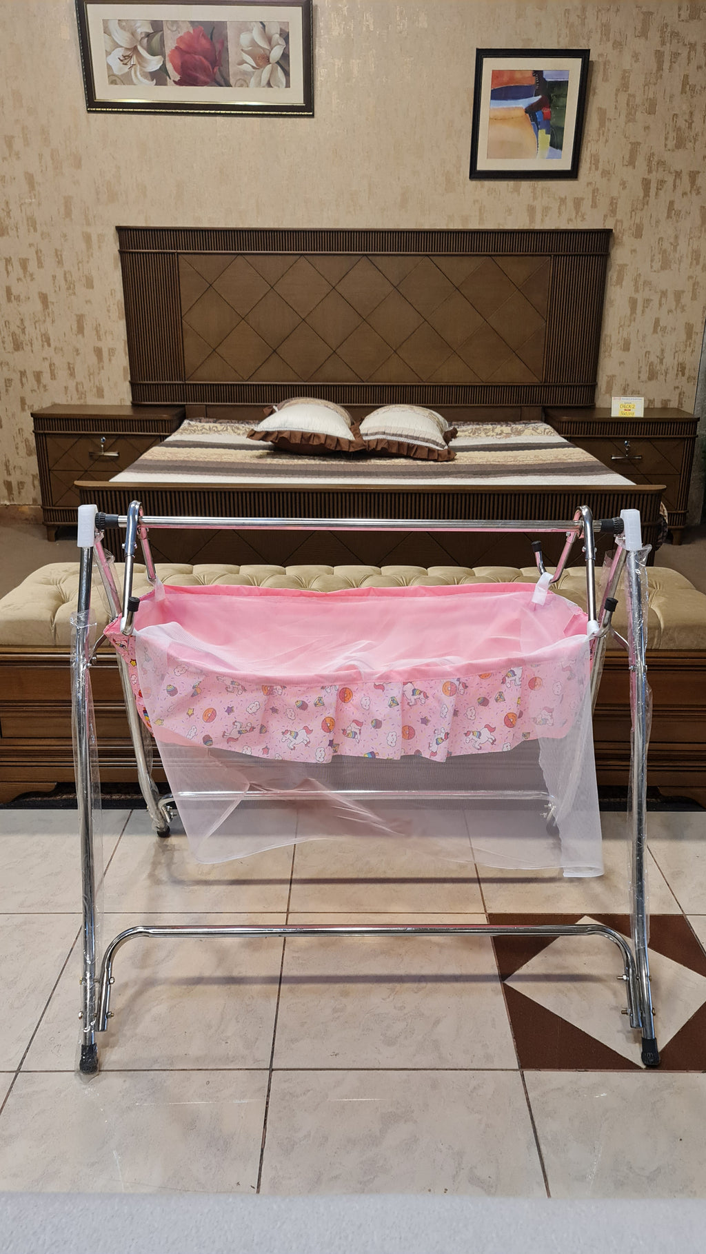 Foldable Baby Cot Jhoola Chulungi Style Pink