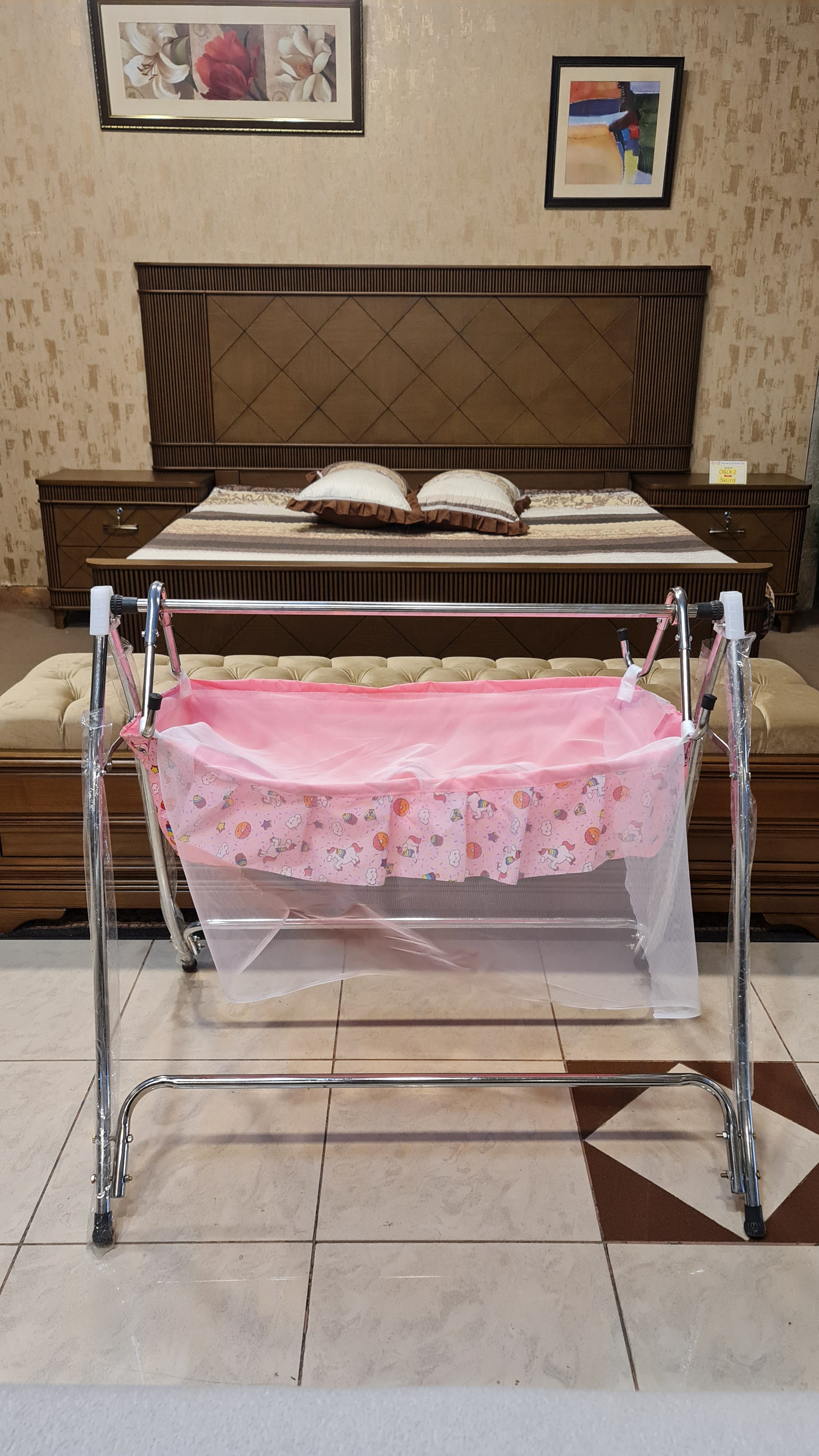 Foldable Baby Cot Jhoola Chulungi Style Pink